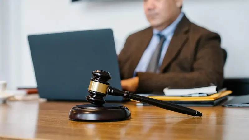 Lawyer reviewing legal documents in a Panama office